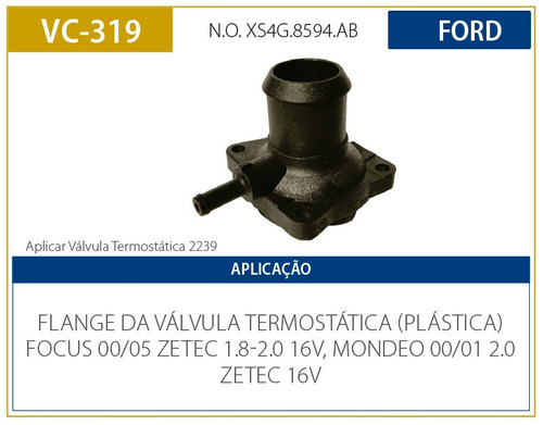 Flange Valvula Termostatica Ford Focus 1.8/ 2.0 16v Zetec 00