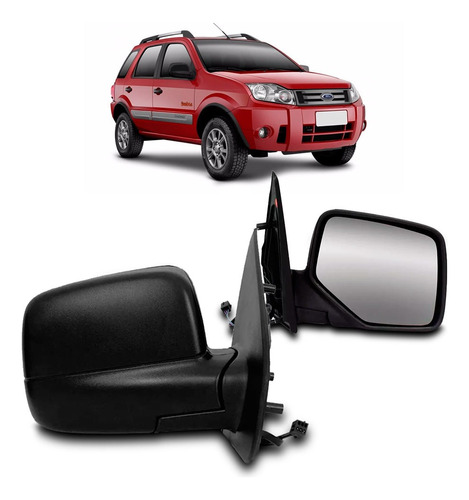 Retrovisor Ecosport 2003 A 2009 Eletrico Preto Texturizado