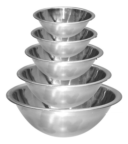 Juego 5 Pzs Tazones/bowls Acero Inoxid 18-21-24-27-30 Cm