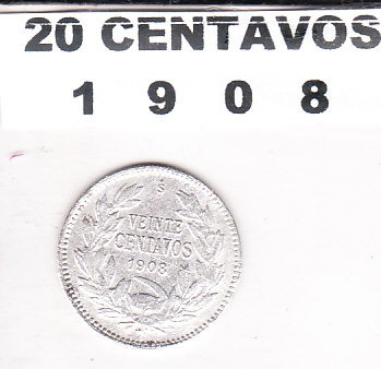 Moneda 20 Centavos 1908