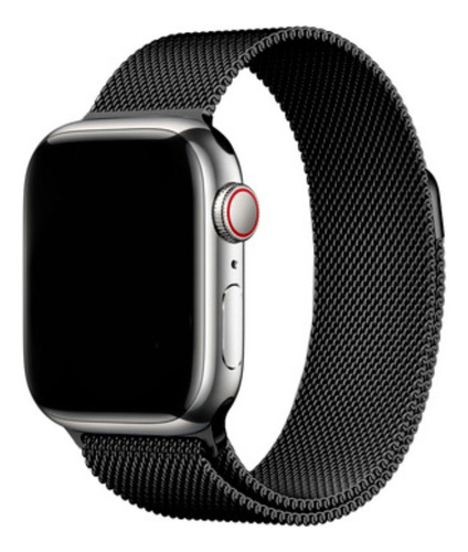 Pulseira Metal Milanese Para Apple Watch Series 7 41mm 45mm Cor Preto Largura 38.41 mm