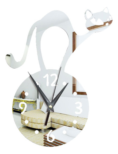 Encantador Reloj De Pared Con Diseño De Gatito, Decoración C