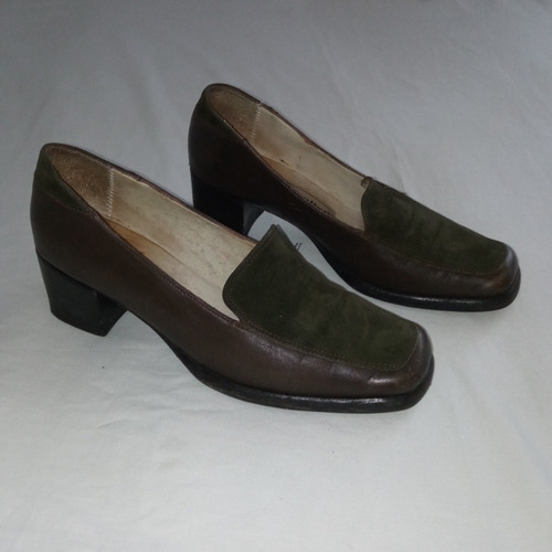 Zapatos Mocasines Cuero Gamuza Taco Mujer Pasqualini 35