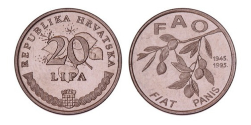 Moneda De Croacia 20 Lipe Fao Año 1995 Sin Circular