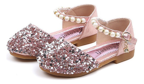 Zapatos De Princesa De Niña Con Lentejuelas Y Perlas [u]