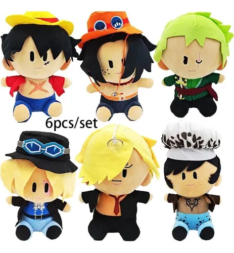 6x One Piece Luffy Sanji Roronoa Mu eca Peluche Juguete 25cm