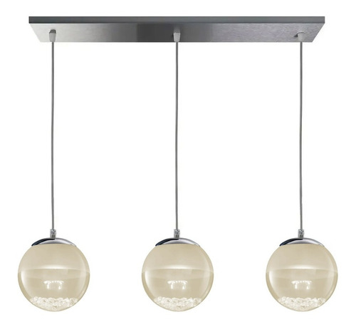 Colgante 3 Luces Globo Led Cairel Cristal Deco Moderno 