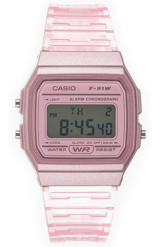 Reloj Casio F91ws Skeleton Unisex Vintage Colores Facturado Color Del Fondo Rosa Chicle Color De La Correa Rosa Chicle Color Del Bisel Rosa Chicle