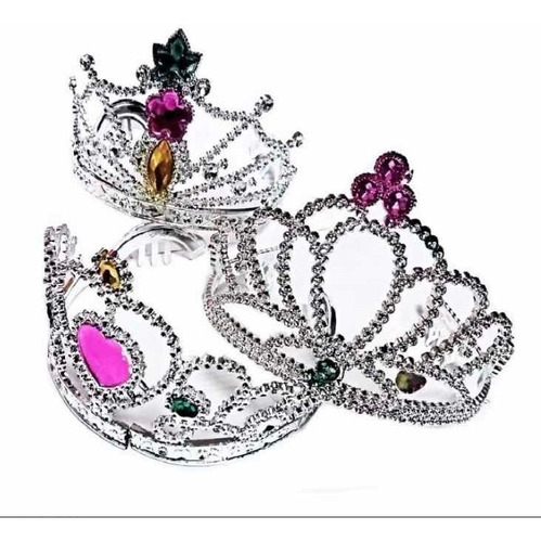 108 Diadema Corona Princesa Tiara Plateada Partynices Niñas