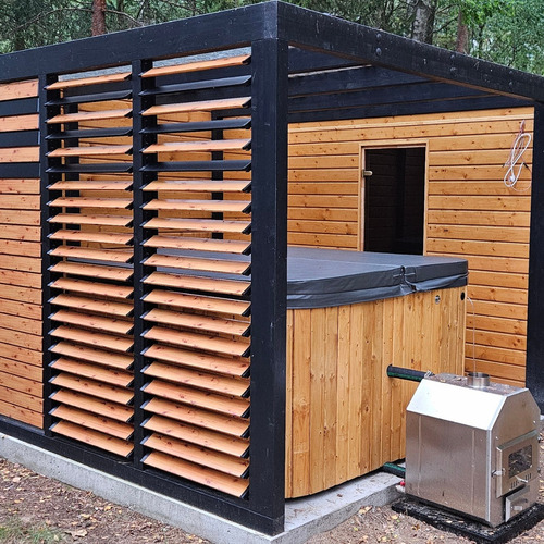 Mecanismo Regulable + Madera! Pérgola Quincho 10 Aletas Negro