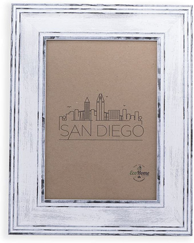 Marco De Imagen 5x7 Distressed White - Mount Desktop Displa