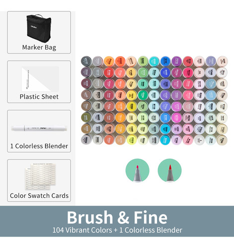 104 Cores Ohuhu Set Markers Art Pen Alcohol Color Marker