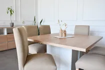 Comprar Combo Mesa Comedor + 6 Sillas Vestidas Color Paraiso y Blanco CAMEL Diseño de la tela de las sillas Liso