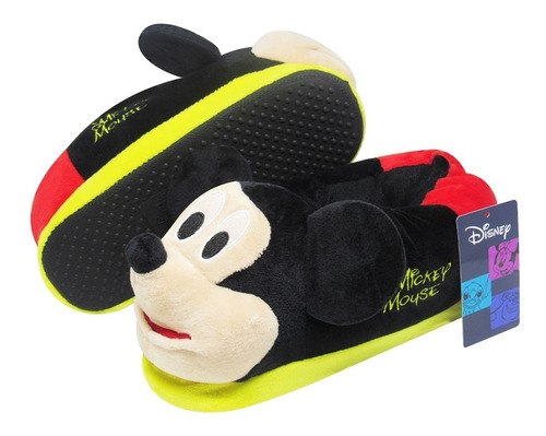 Pantufa 3d Pelúcia Mickey Mouse - Solado Borracha - Disney