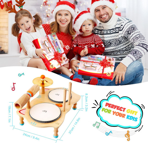 Conjunto De Batería Infantil, Madera Natural, Para Niños