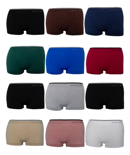 12 Pack Panty Boxer Dama Microfibra Suave Ajustado Colores