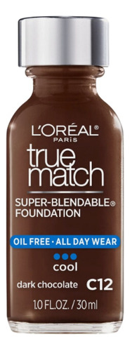 Base de maquillaje L'Oréal Paris True Match 71249220337.0 tono c12 dark chocolate - 30mL 30g