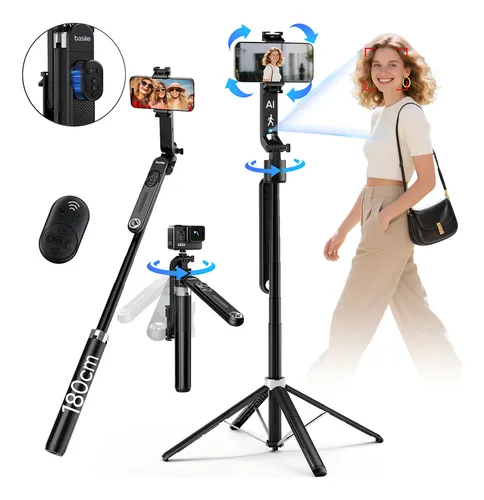 Tripé Inteligente 1.8m com Rastreamento Facial AI Estável 360° pa...