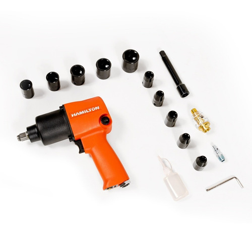 Imagen 5 de 10 de Llave Pistola Impacto Neumatica Hamilton 1/2 Kit 17 Pz 610nm Cod. Hn30k Dgm