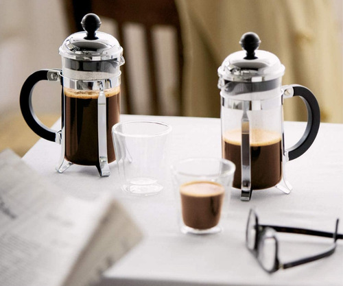 Cafetera Prensa Francesa 350ml, Vidrio Y Acero Inoxidable Color Negro