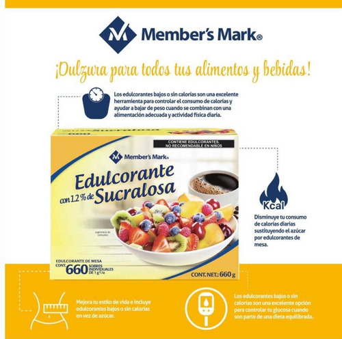Imagen 3 de 3 de Edulcorante Endulzante Sucralosa Members Mark 660 Sobres 1 G