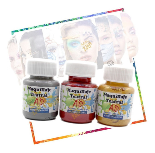 Set Pinturas Maquillaje Artistico Teatral Metalizados Body