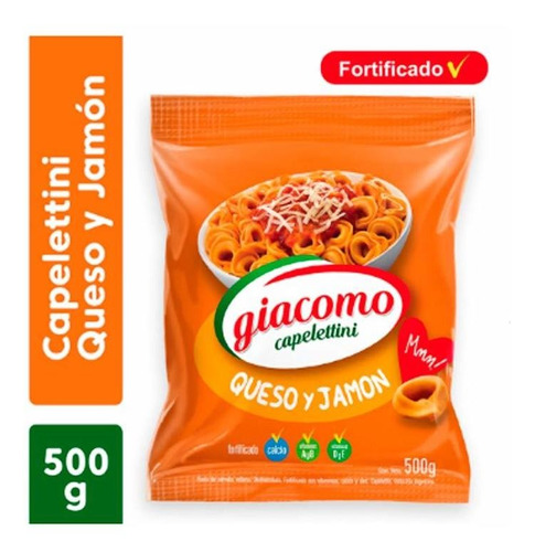 Pack X 3 Unid Capelletis  Jamon Queso 500 Gr Giacomo Fideos