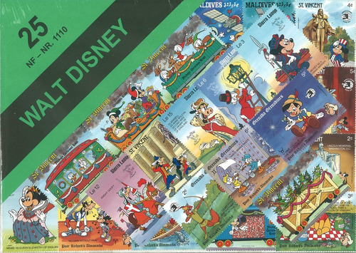 Disney 25 Timbres Y/o Estampillas Postales Diferentes 