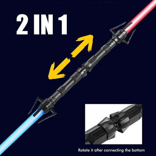 2 Pcs Láser 2 En 1, 7 Colores Sable Luz Ampliable Con Sonido