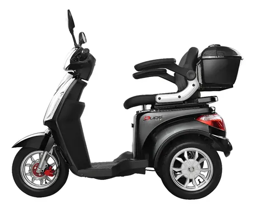 Triciclo Elétrico 1000 Watts C/ Ré E Alarme E Bagageiro Cor Preto