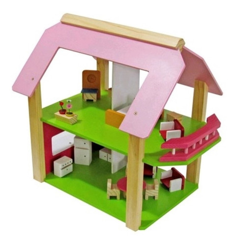 Casinha De Boneca Pink Grande - Wood Toys Cor Rosa