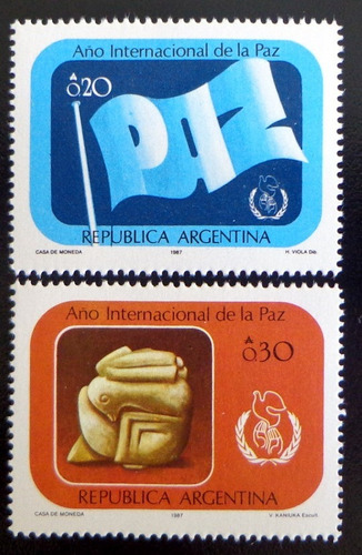 Argentina, Serie Gj 2333-34 Año Internac. Paz 87 Mint L7214