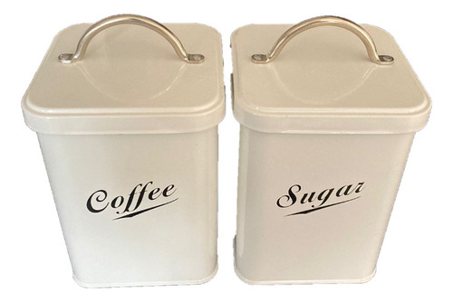 Set X 2 Contenedores Enlozados Sugar And Coffee