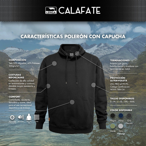 Polerón Con Capucha Canguro Hombre Calafate Lenga®