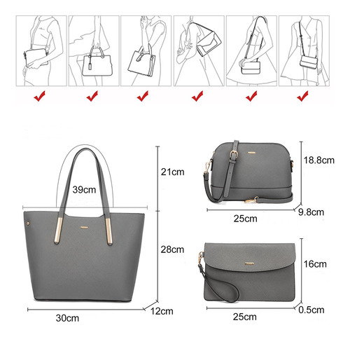 Bolsa Lovevook De Mano Para Mujer Set 3 Pza Elegantes