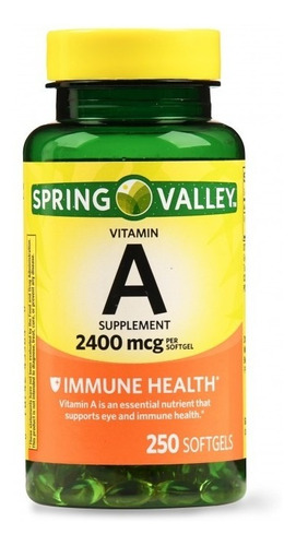 Imagen 1 de 2 de Vitamina A 2400 Mcg 250 Capsulas Spring Valley
