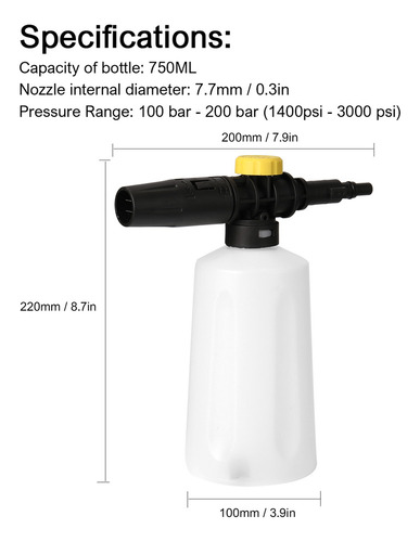 Lanza De Espuma De 750 Ml Para Lavadoras A Presión Bosch Aqt