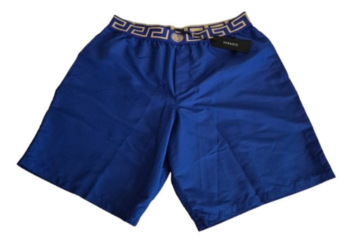 Traje De Baño Versace Hombre Color Azul Logo Talla L Azul Liso Logo 6 (l)