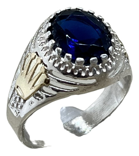 Anillo Sello Caballero Corona Plata Oro Zafiro Azul U.cn