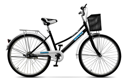 Bicicleta paseo femenina Expert Bikes Miami R26 color negro/blanco con pie de apoyo