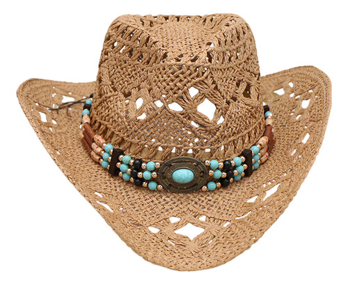 Sombrero De Sol Decorativo, Elegante, Estilo Vaquero De Paja