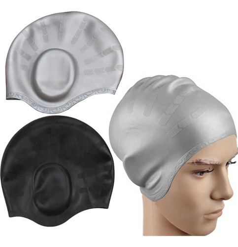 2pcs Gorros Natación Para Adultos Silicona Flexible Unisexo