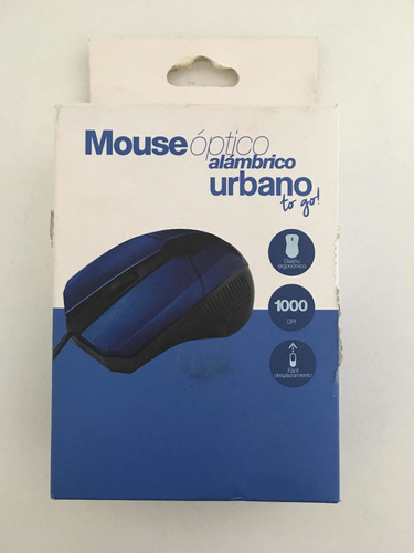 Oferta Mouse Óptico Alambrico Urbano To Go Azul Y Negro