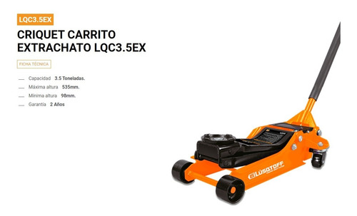 Imagen 4 de 8 de Crique Hidraulico Lusqtoff 3,5 Ton Perfil Extra Chato Gomero