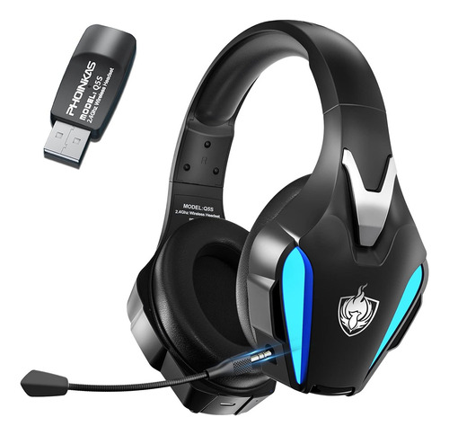 Auriculares Inalambricos Phoinikas Q5s Ps4 Ps5 Switch Color Negro Luz Azul