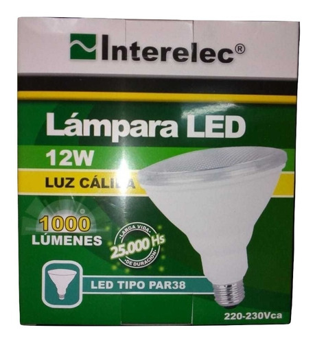 Lampara Par 38 Led 12w Pack X 4u E27 Exterior Calida 220v Interelec