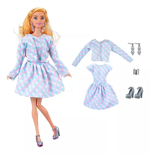 Conjunto Roupa Vestido Barbie O Filme + 2 Pares De Sapatos