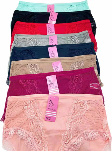 Pack 12 Calzones Algodón Mujer Tiro Alto Señora Encaje | Cuotas sin interés