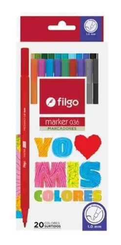 Marcadores Marcador Fibras Filgo 1.0mm X 20 Colores (036)