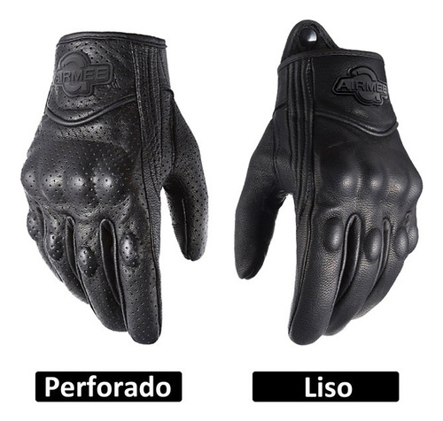 Guantes De Moto 100% Piel De Cabra Para Pantallas Táctiles Talla Perforado - M